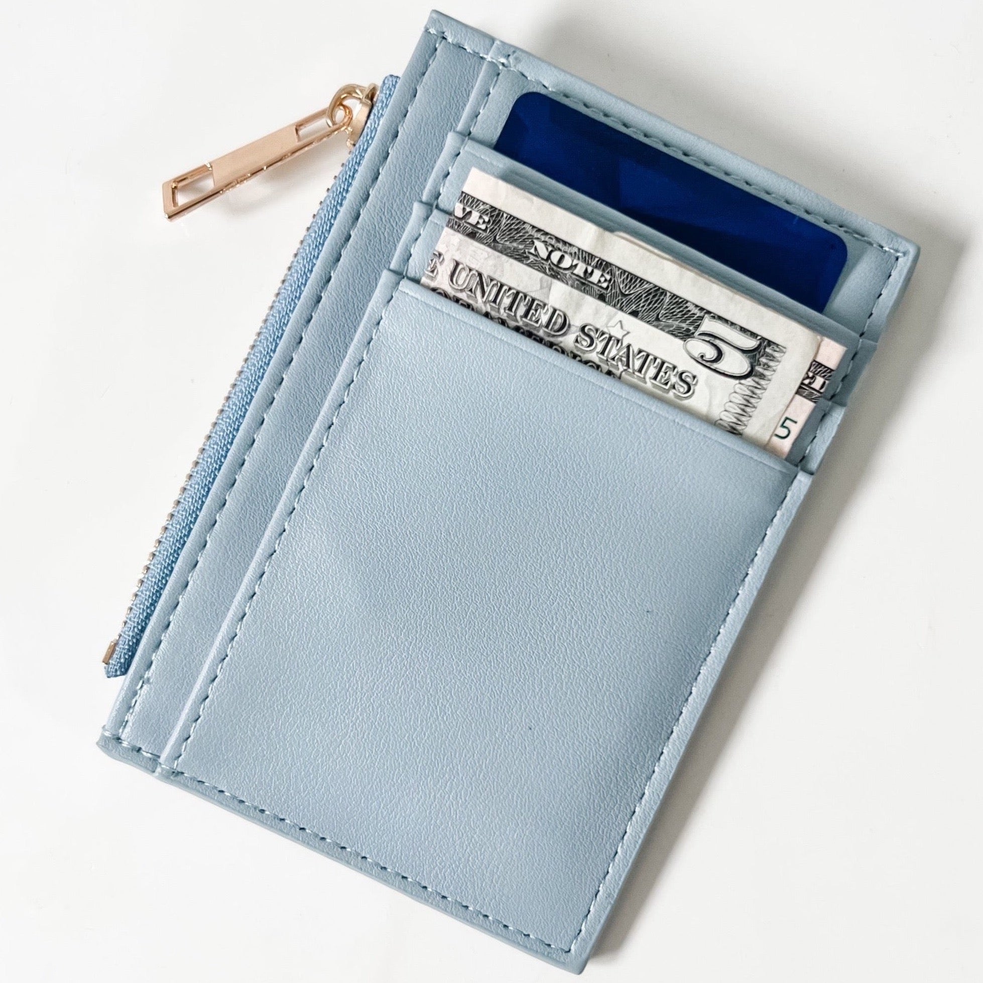 Dusty blue coin purse