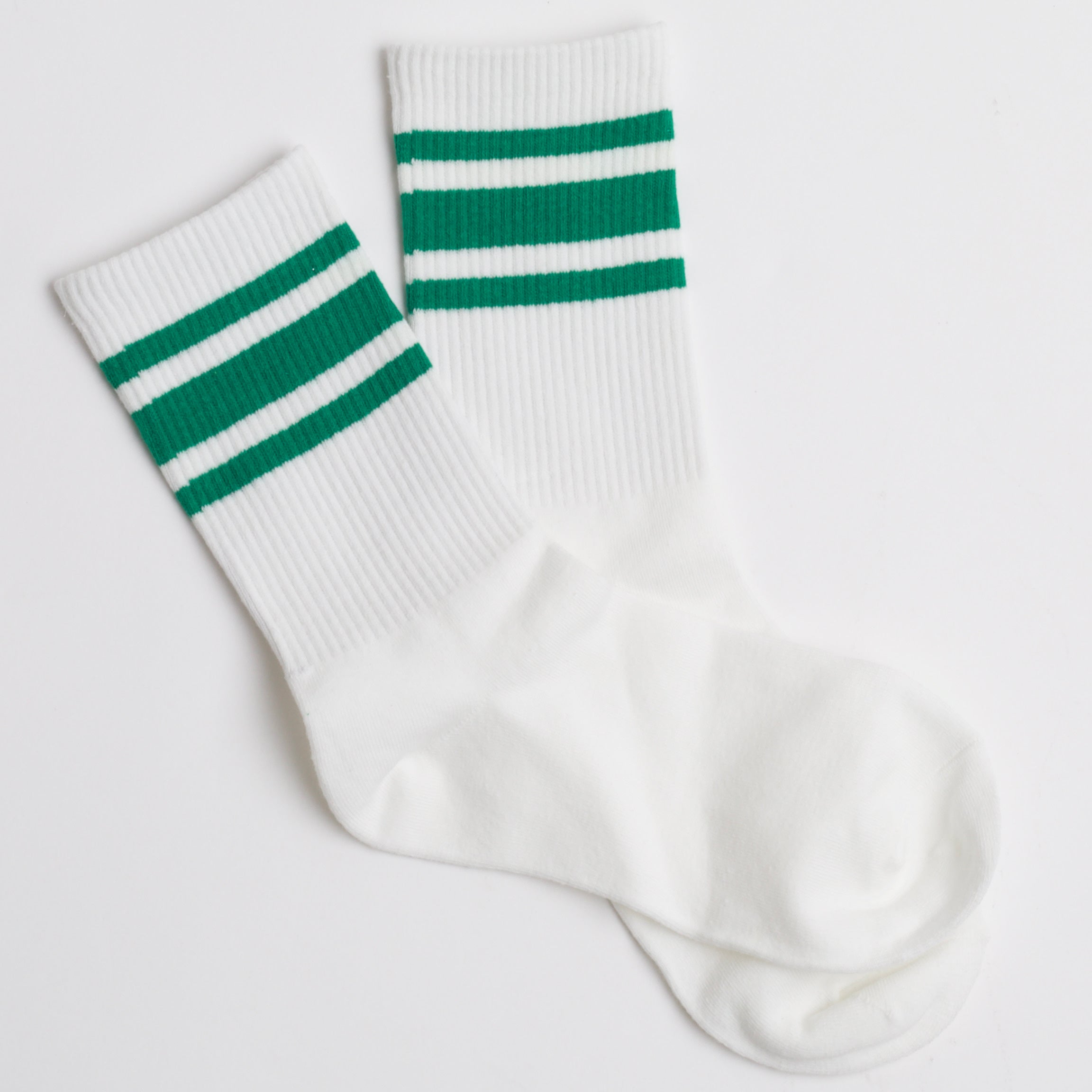 white socks with green stripes