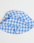 Gingham Sunhat in Cornflower Blue on white background