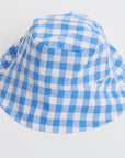 Gingham Sunhat in Cornflower Blue on white background