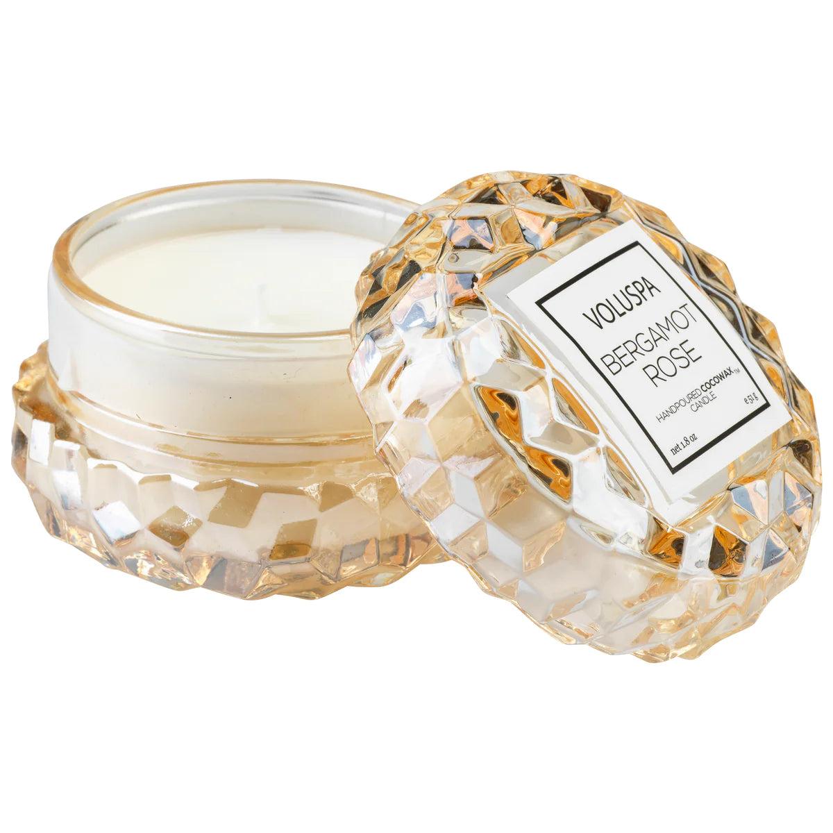 Bergamot Rose Macaron Candle on white background